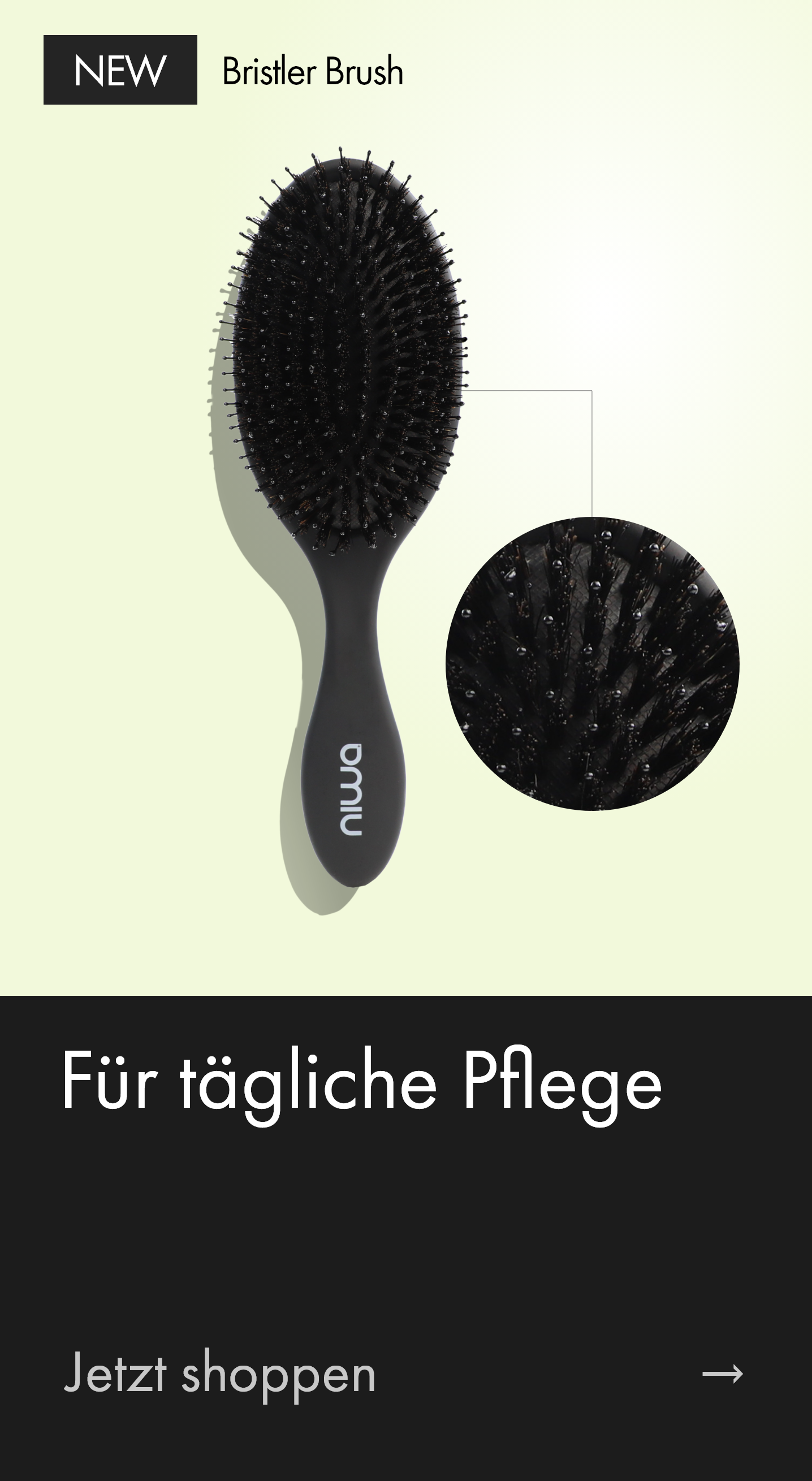 Schwarze Borsten sorgen für Geschmeidigkeit, Flexibilität, weniger Frizz, und mehr Glanz für den perfekten Look.
