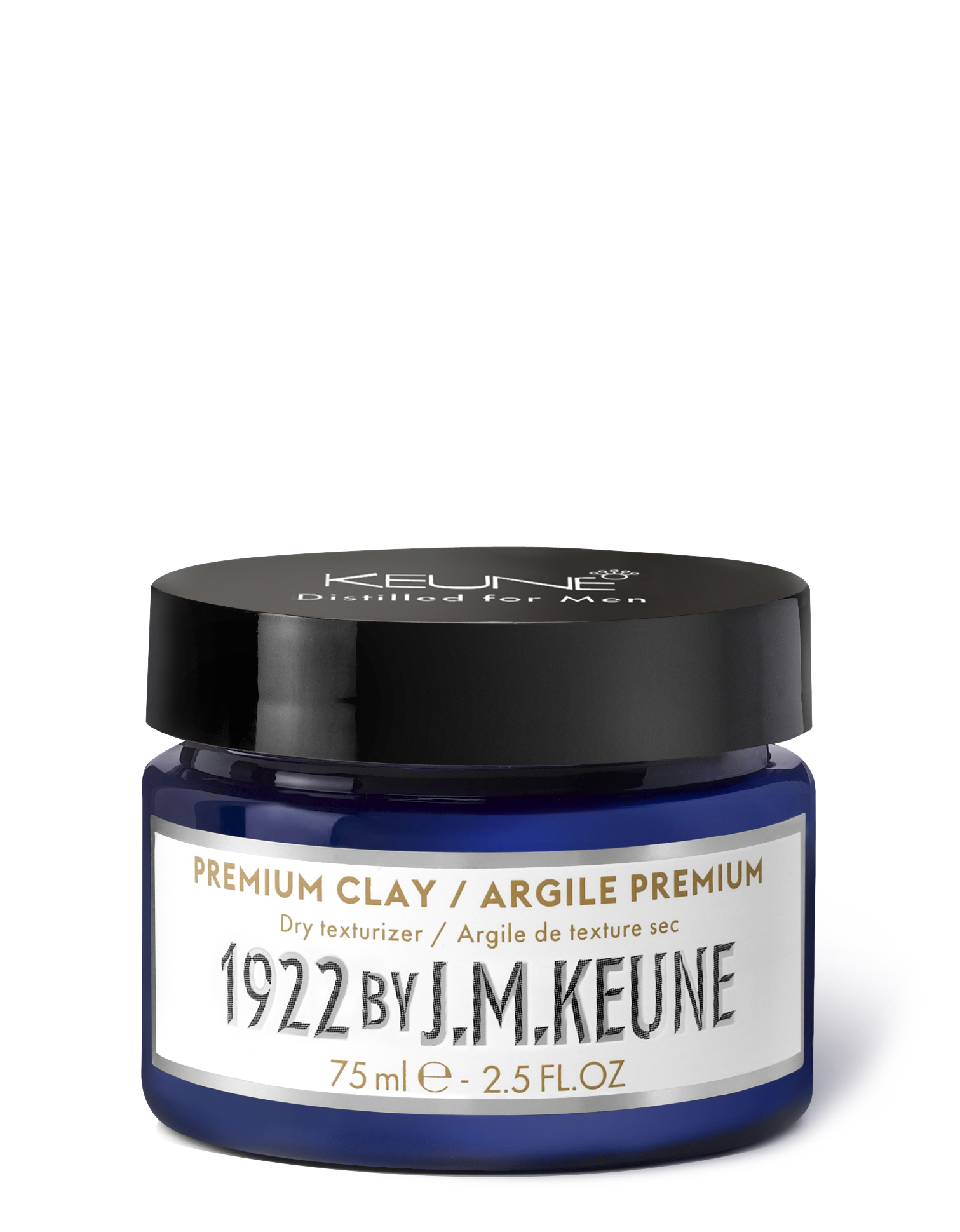 Discover 1922 PREMIUM CLAY: Dry styling paste for men with strong hold and matte finish. Ideal for short hairstyles for texture and definition. On keune.ch.