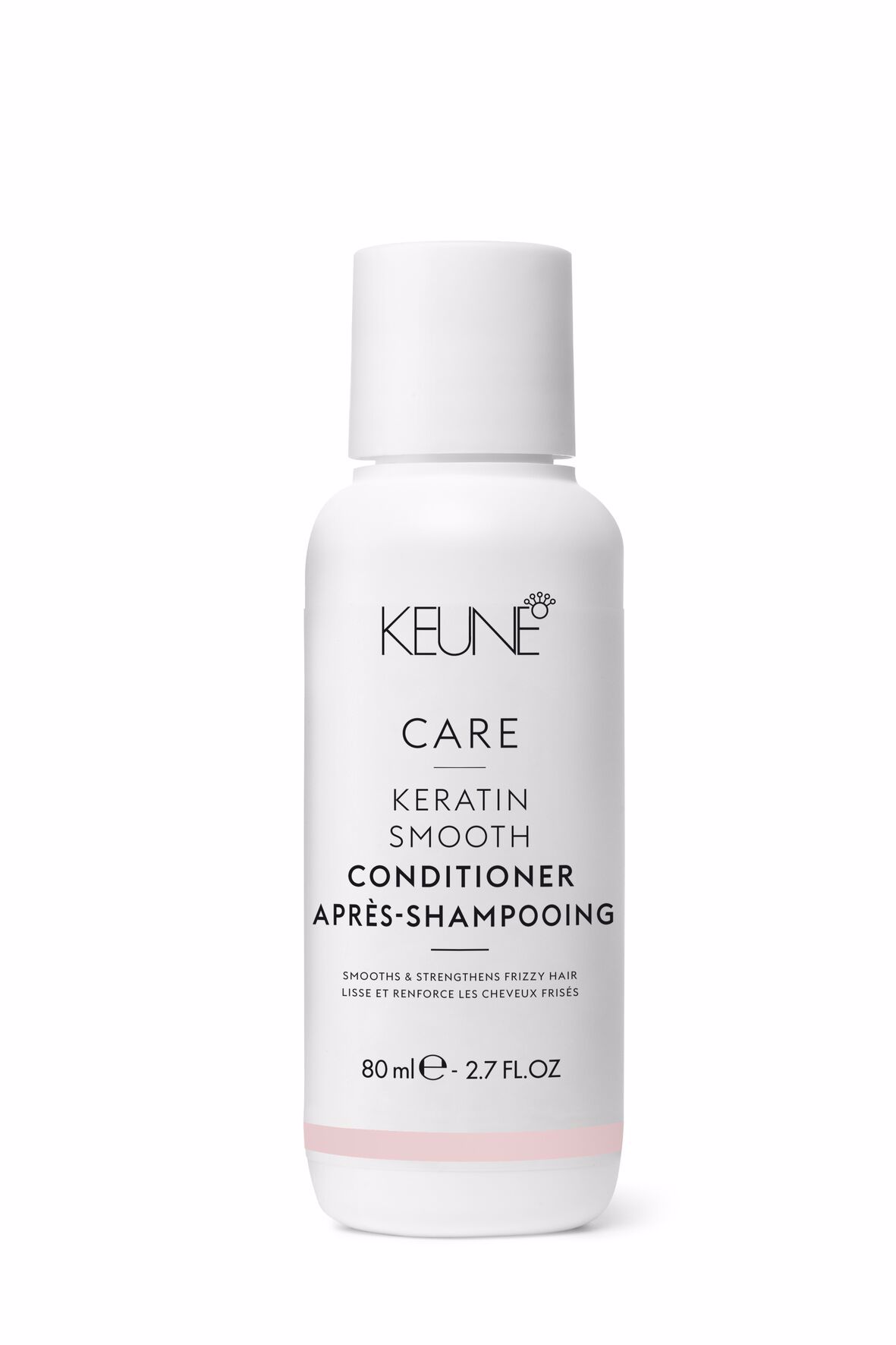 CARE Keratin Smooth Conditioner: Rich hair product with keratin, provitamin B5, and shea butter for shiny, easily manageable hair. Protection against frizz and hair breakage. Available on keune.ch.