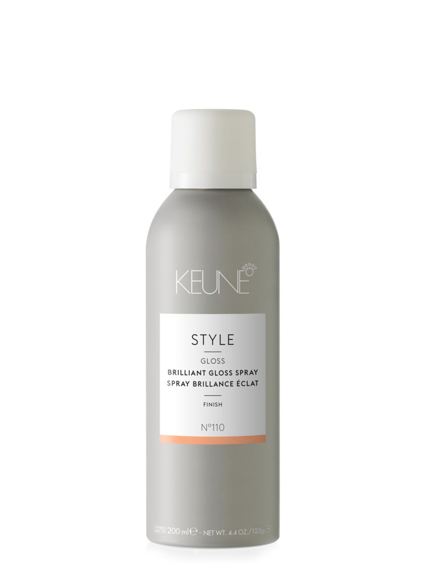 STYLE BRILLIANT GLOSS SPRAY: Our anti-frizz secret for intense shine. Lightweight finishing spray without weighing down your hair. Discover it now on keune.ch!