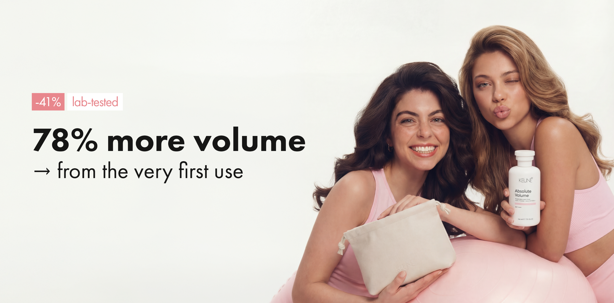 Keune Volume Hair  gift set with shampoo, conditioner and cosmetic bag for fine hair