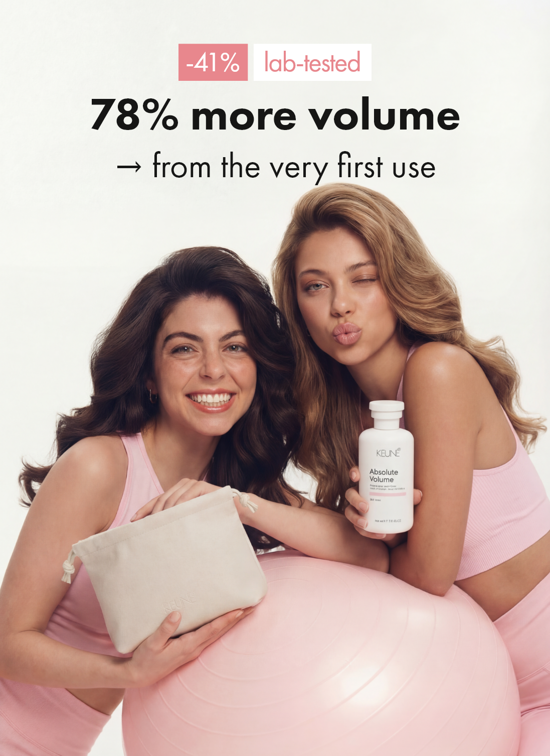 Keune Volume Hair  gift set with shampoo, conditioner and cosmetic bag for fine hair