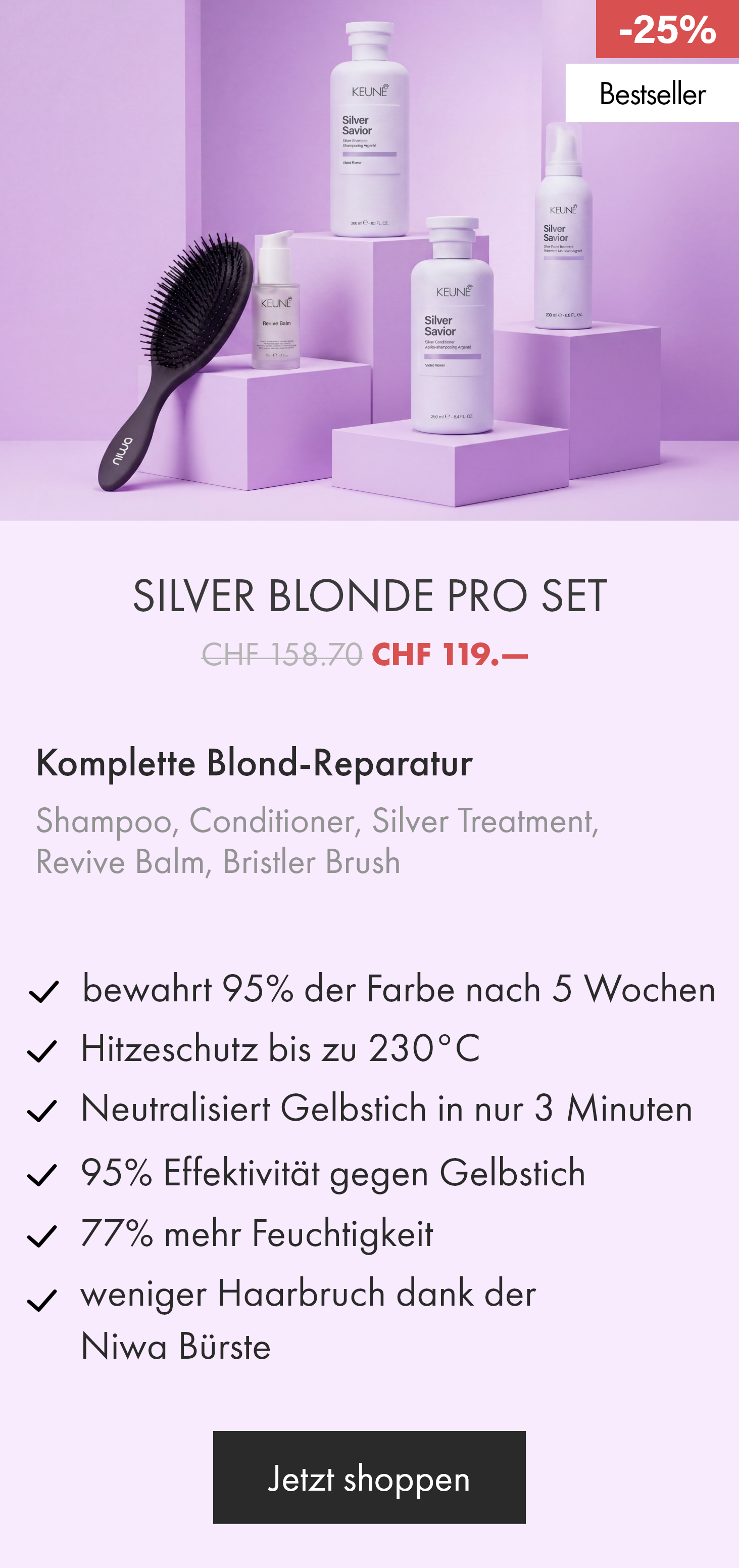 Silver Blonde Set für kühles Blond | Neutralisiert Gelbstich in nur 3 Minuten. 