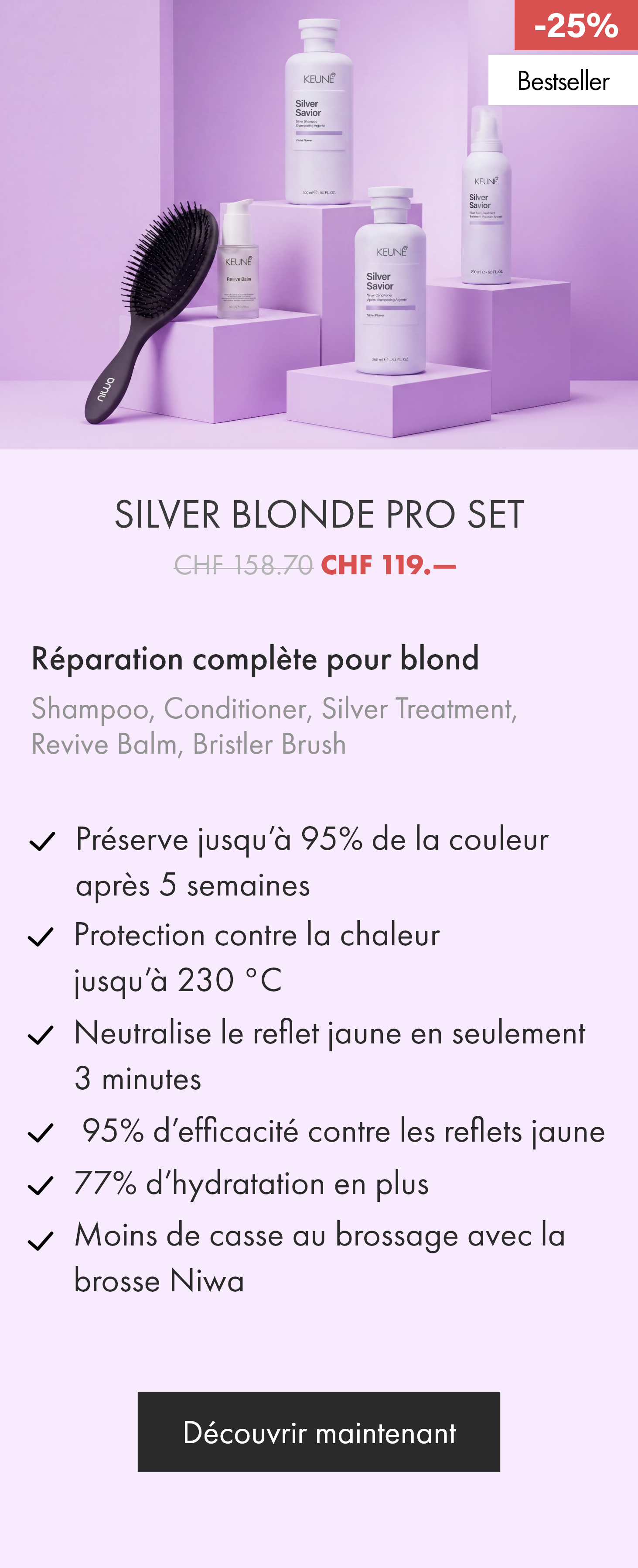 Kit Silver Blonde pour blond froid | Neutralise les reflets jaunes en seulement 3 minutes.