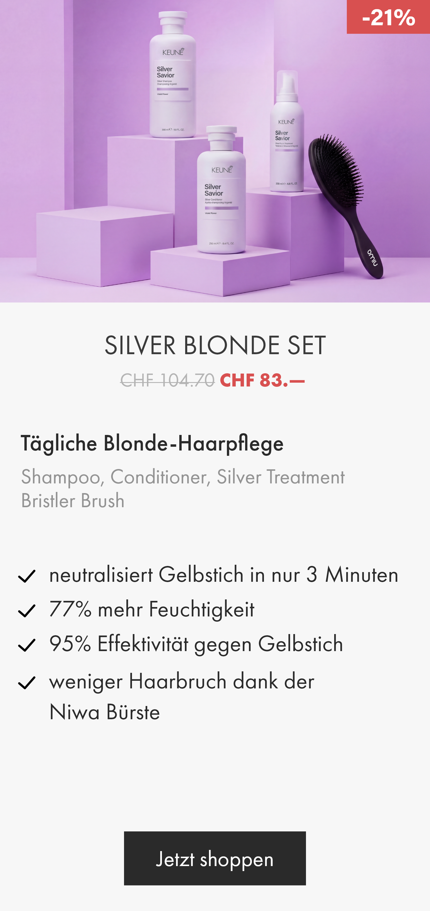 Silver Blonde Set für kühles Blond | Neutralisiert Gelbstich in nur 3 Minuten.