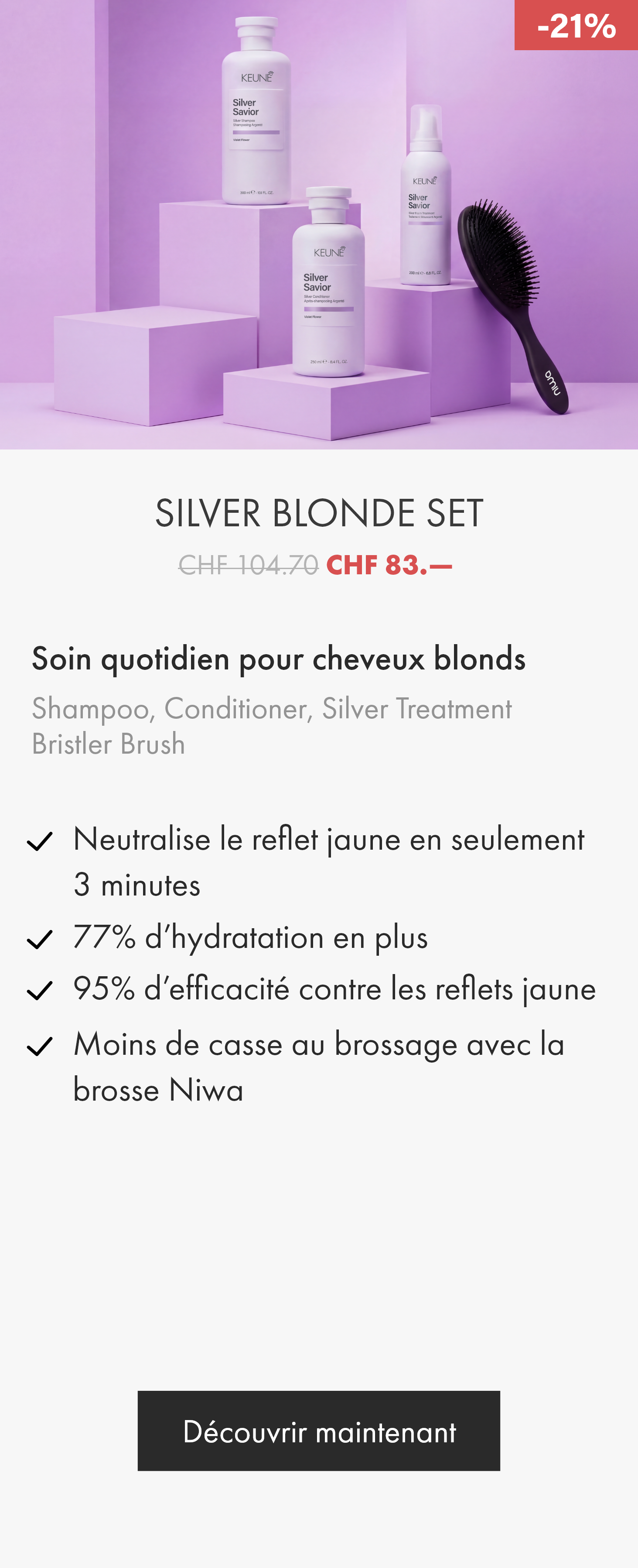 Kit Silver Blonde pour blond froid | Neutralise les reflets jaunes en seulement 3 minutes.