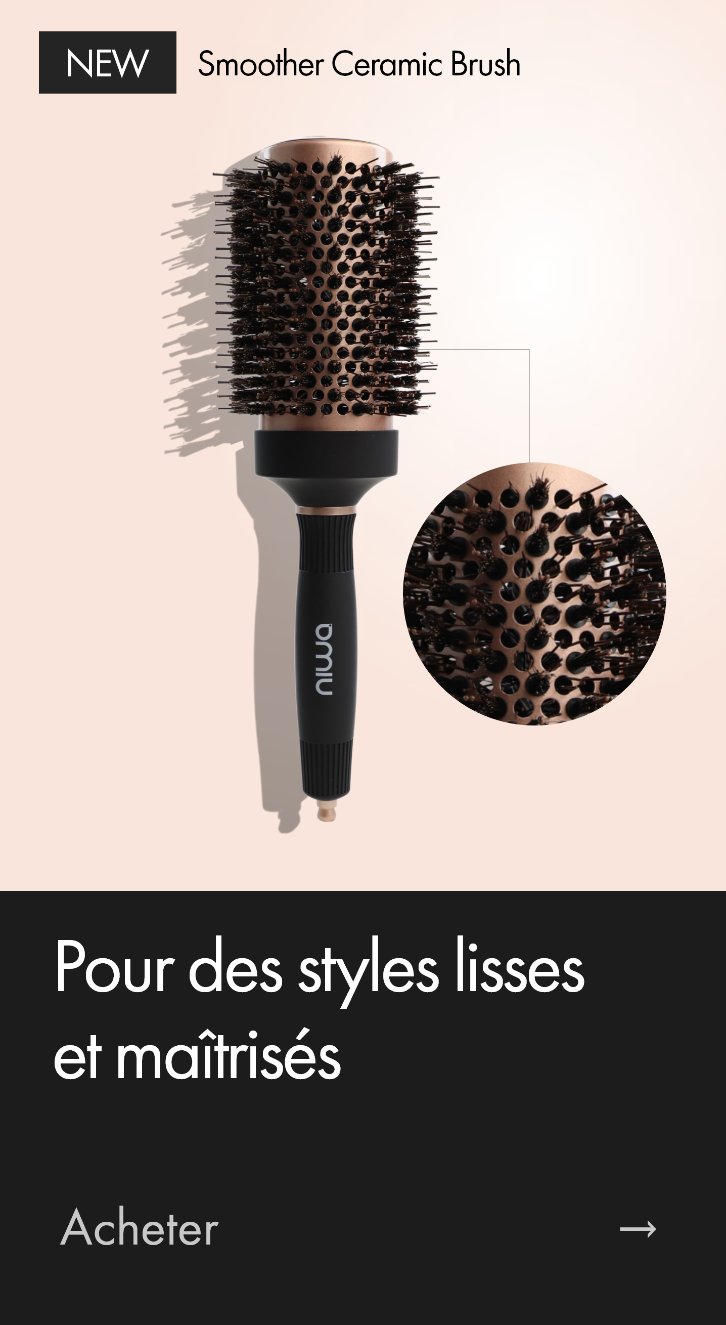 Brosse à poils en céramique de 32 mm pour une douceur optimale