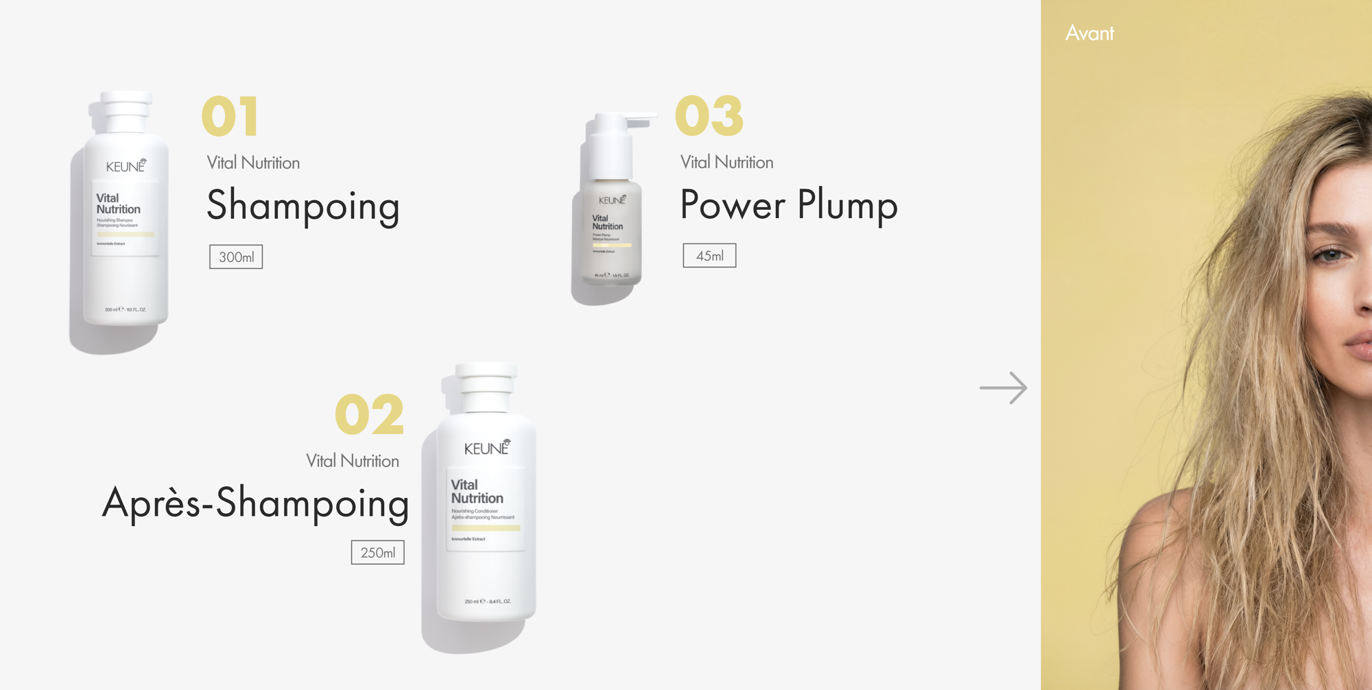 Nos produits premium nourrissent et hydratent avec excellence. Découvrez le Shampooing, Après-shampooing et Masque Keune Vital Nutrition pour cheveux secs.